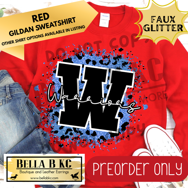 **PREORDER ONLY** Warriors FAUX Leopard Glitter - Tee or Sweatshirt - 1 Week Turn Around from Date of Order