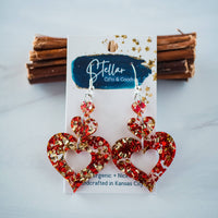 Acrylic - Chunky Glitter Heart Dangles