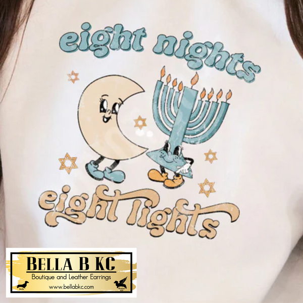 Hanukah - Eight Nights Eight Lights Cartoon Tee or Sweatshirt