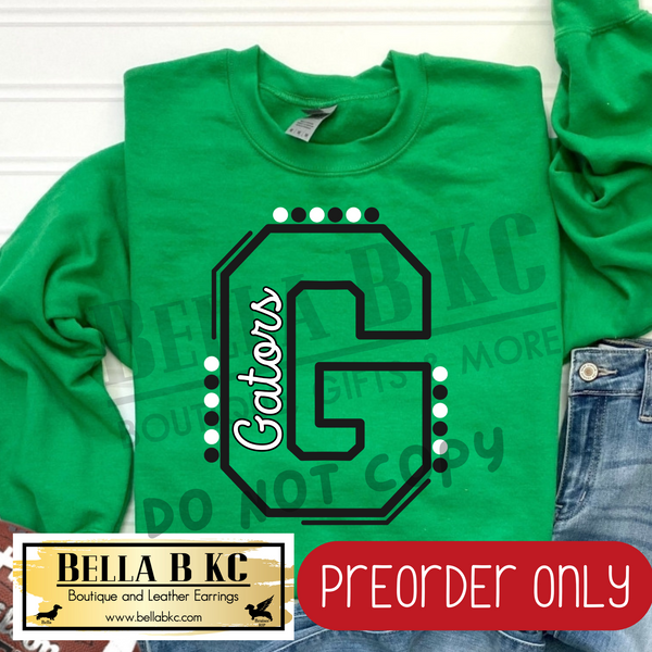 **PREORDER ONLY** Gators G Lines/Dots B/W - Tee or Sweatshirt - 1 Week Turn Around from Date of Order