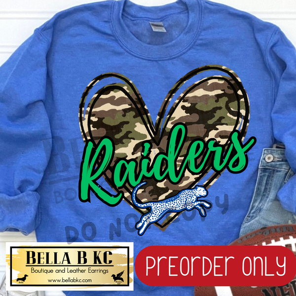 **PREORDER ONLY** Jaguars JROTC Raiders Camo Heart - Tee or Sweatshirt - 1 Week Turn Around from Date of Order
