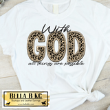 Faith - With God All Things are Possible Leopard Faux Embroidery Tee or Sweatshirt