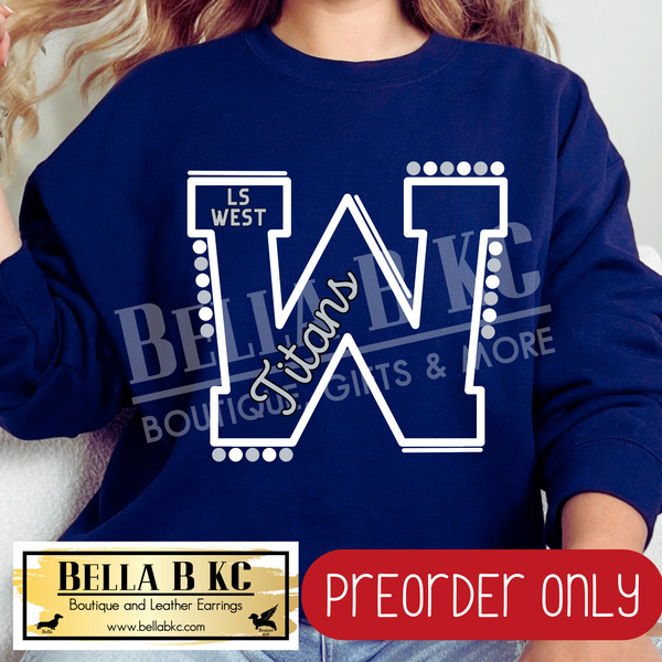 **PREORDER ONLY** LS West Titans W Lines/Dots B/W - Tee or Sweatshirt - 1 Week Turn Around from Date of Order