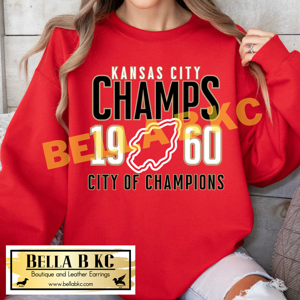 Kansas City Football 2024 City of Champions on RED Tee or Sweatshirt