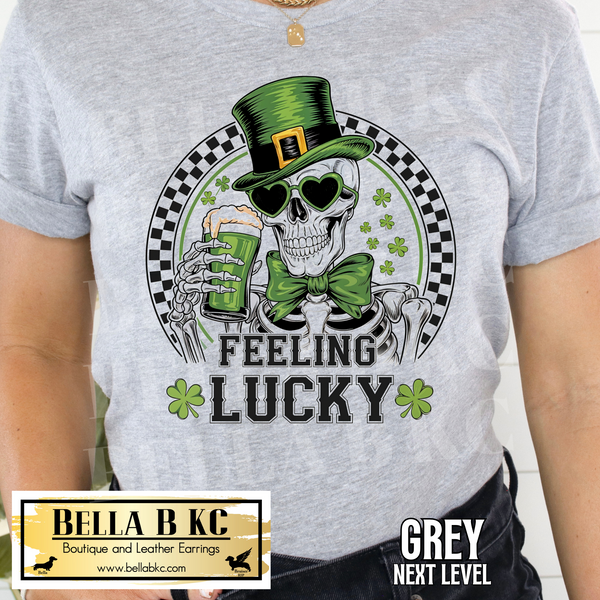 St. Patrick's Day - Feeling Lucky Skeleton Tee or Sweatshirt
