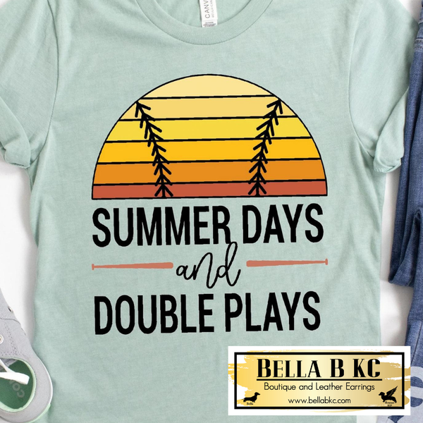 Baseball Summer Days & Double Plays Tee or Sweatshirt
