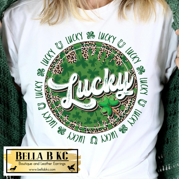 St. Patrick's Day Lucky Leopard Round Tee