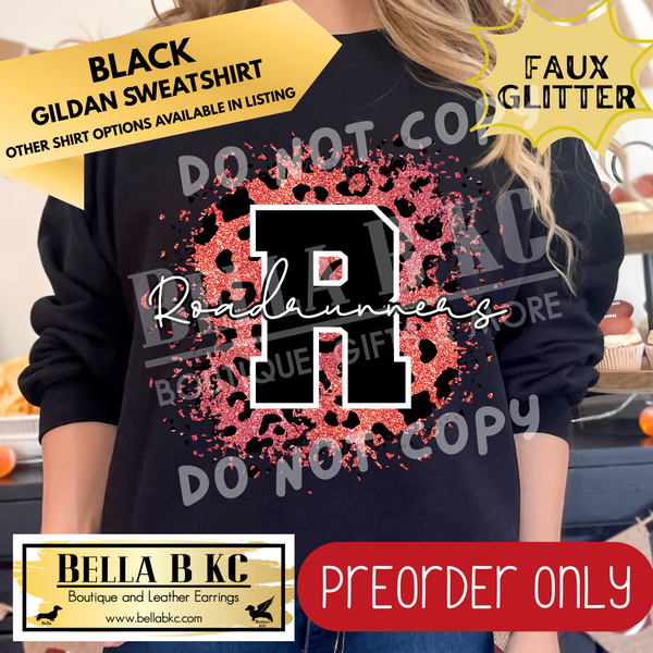 **PREORDER ONLY** Roadrunners FAUX Leopard Glitter - Tee or Sweatshirt - 1 Week Turn Around from Date of Order