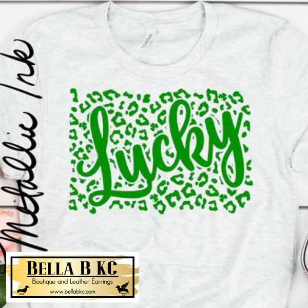 St. Patrick's Day Lucky Leopard Green Print Tee