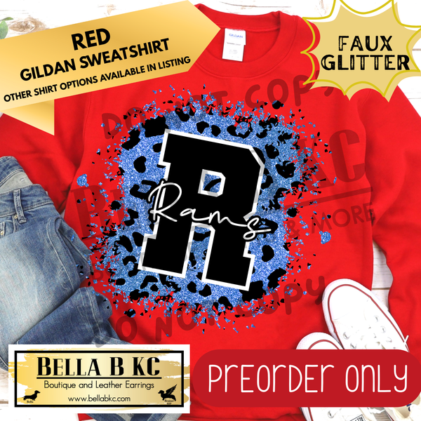 **PREORDER ONLY** Rams FAUX Leopard Glitter - Tee or Sweatshirt - 1 Week Turn Around from Date of Order