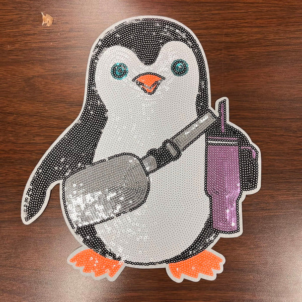 Christmas - Penguin Sequin PATCH Adult Shirt Size - Multiple Shirt Options