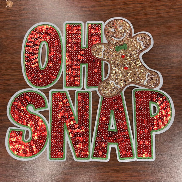 Christmas - Oh Snap Sequin PATCH Adult Shirt Size - Multiple Shirt Options
