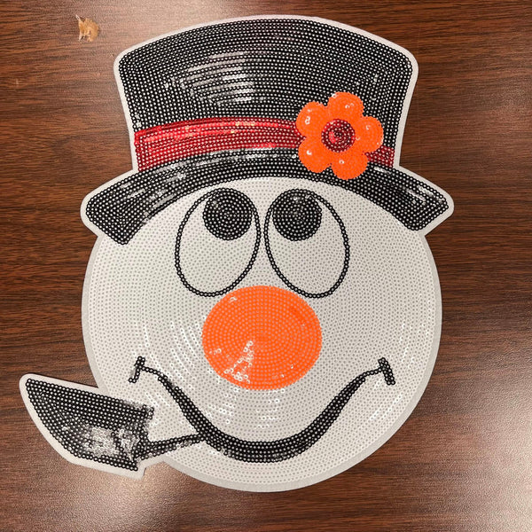 Christmas - Snowman Sequin PATCH Adult Shirt Size - Multiple Shirt Options