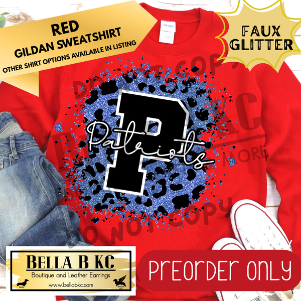 **PREORDER ONLY** Patriots FAUX Leopard Glitter - Tee or Sweatshirt - 1 Week Turn Around from Date of Order