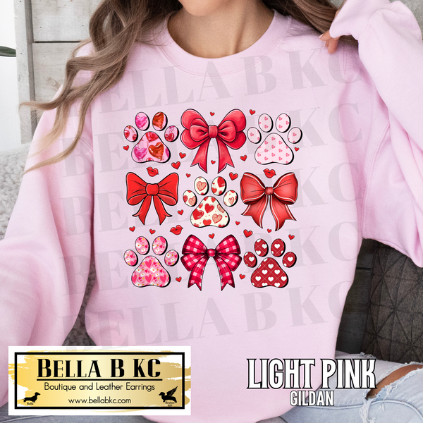 Valentine - Coquette Bow Paw Print Tee or Sweatshirt