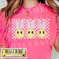 Easter - Smiley Bunny Checkered Tee or Sweatshirt