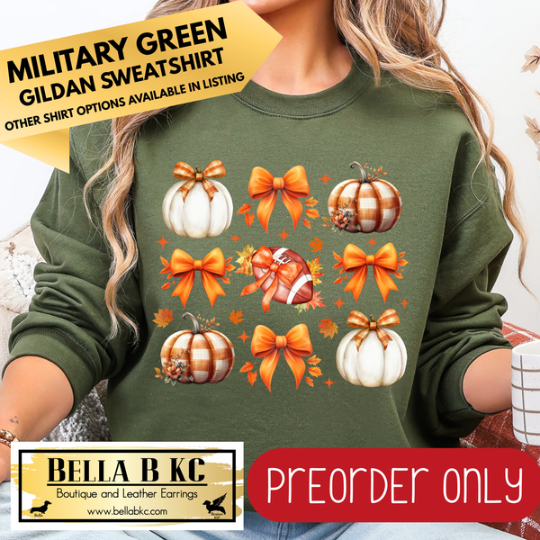 **PREORDER ONLY** Fall - Coquette Bow & Pumpkins #59 - Tee or Sweatshirt - 1 Week Turn Around from Date of Order