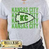 St. Patrick's Day Kansas City Repeat Grunge Arrowhead Faux Glitter KC Tee