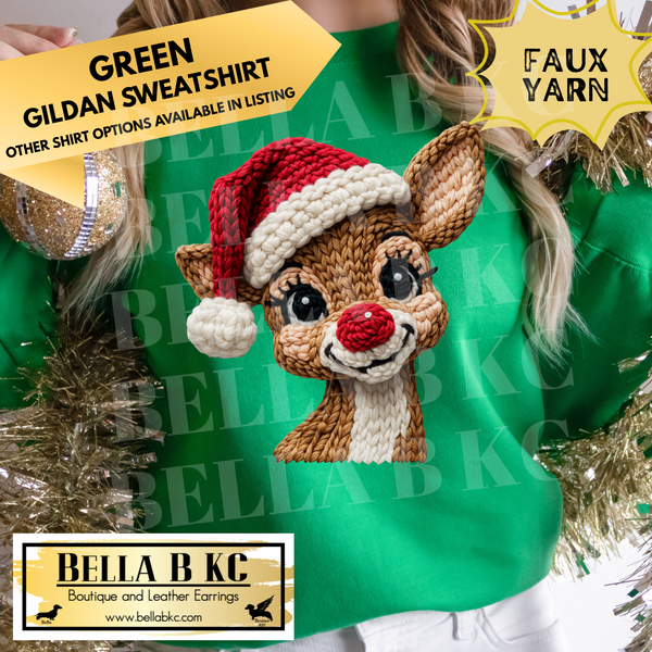 Christmas - Rudolph *FAUX YARN* - Multiple Shirt Options