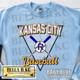 Kansas City Baseball Crossed Bats Triangle Tee or Sweatshirt