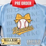 **PREORDER ONLY 1 WEEK TAT** Bananas Baseball Coquette Bow Tee or Sweatshirt