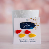 Acrylic - Retro Red & Yellow Arrowhead Studs 2 pack