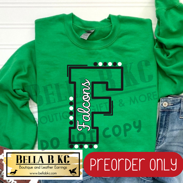 **PREORDER ONLY** Falcons F Lines/Dots B/W - Tee or Sweatshirt - 1 Week Turn Around from Date of Order