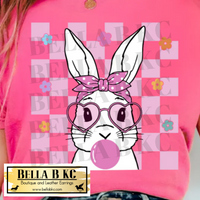 Easter - Bubble Gum Checkered Bunny Tee or Sweatshirt