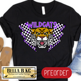 **PREORDER** Wildcat Lightning Checkered Purple Tee or Sweatshirt