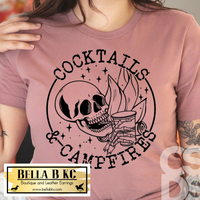 Cocktails and Campfires Skeleton Tee
