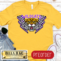 **PREORDER** Wildcat Lightning Checkered Purple Tee or Sweatshirt