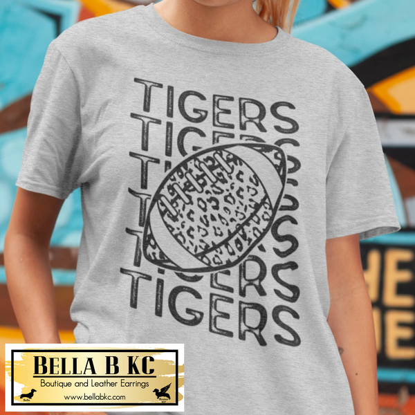 Tigers Football Leopard - Black Print - Tee or Sweatshirt