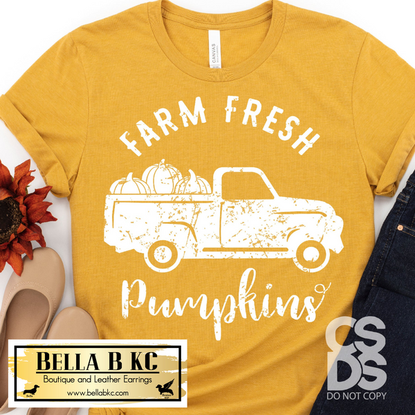 Fall - Farm Fresh Pumpkins Truck White Print Tee or Sweatshirt