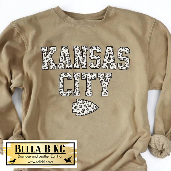 Kansas City Football Neutral Leopard on SANDSTONE Sweatshirt