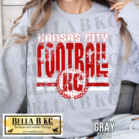 Kansas City Football Red/White Print Tee or Sweatshirt