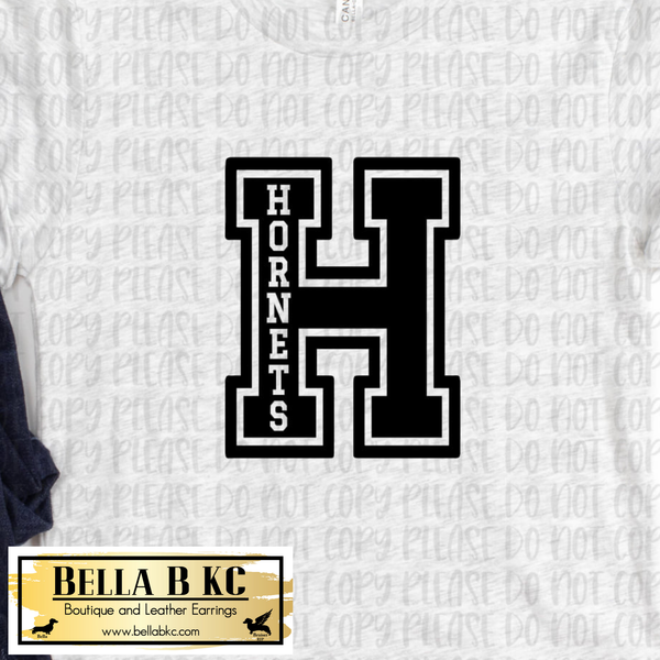 Hornets H - Black Print - Tee or Sweatshirt