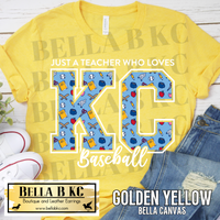Kansas City Baseball Just a Teacher who Loves KC Baseball V2 Tee or Sweatshirt