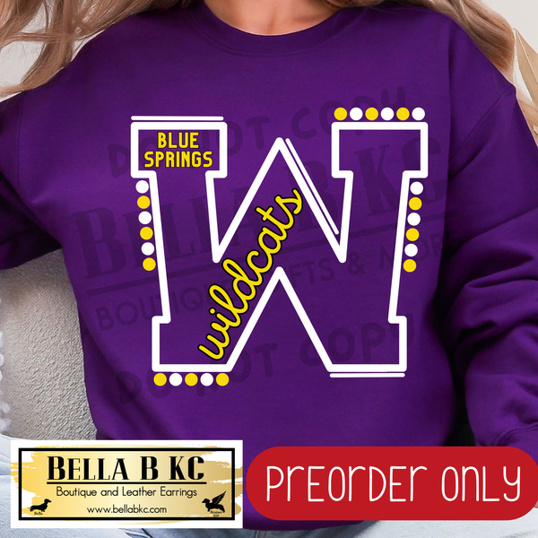 **PREORDER ONLY** BSHS Wildcats Lines/Dots - Tee or Sweatshirt - 1 Week Turn Around from Date of Order