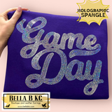Game Day - Silver - Metallic Holographic Spangle Adult Shirt Size - Multiple Shirt Options