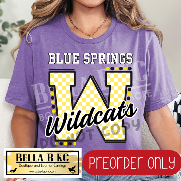 **PREORDER ONLY** BSHS Wildcats Yellow Checkered - Tee or Sweatshirt - 1 Week Turn Around from Date of Order