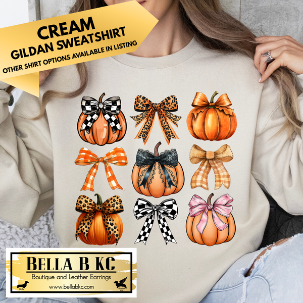**PREORDER ONLY** Fall - Coquette Bows & Pumpkins #68 - Tee or Sweatshirt - 1 Week Turn Around from Date of Order