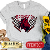 **PREORDER ONLY** Broncos Lightning Checkered Tee or Sweatshirt - 1 Week Turn Around from Date of Order