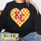 Kansas City Football Golden Yellow KC Heart Tee or Sweatshirt