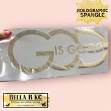 God is Good Gold - Metallic Holographic Spangle Adult Shirt Size - Multiple Shirt Options