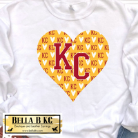 Kansas City Football Golden Yellow KC Heart Tee or Sweatshirt