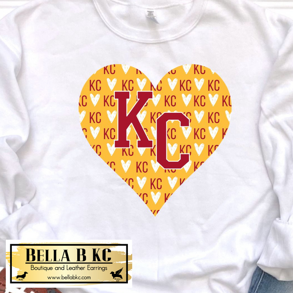 Kansas City Football Golden Yellow KC Heart Tee or Sweatshirt