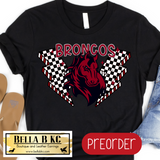 **PREORDER ONLY** Broncos Lightning Checkered Tee or Sweatshirt - 1 Week Turn Around from Date of Order