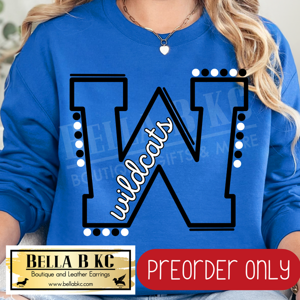 **PREORDER ONLY** Wildcats Lines/Dots B/W - Tee or Sweatshirt - 1 Week Turn Around from Date of Order