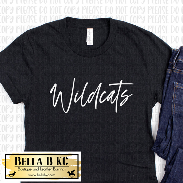 Wildcats Script - White Print - Tee or Sweatshirt