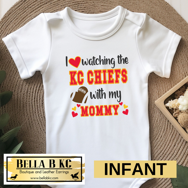 **PREORDER** INFANT Kansas City Football I Love Watching with my Mommy Onesie